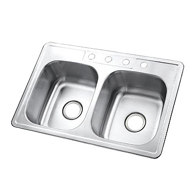 Gourmetier Drop-in Double Bowl Kitchen Sink - Brushed Stainless Steel