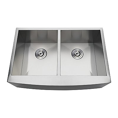 Gourmetier Undermount Stainless Steel Double Farmhouse Kitchen Sink - Brushed Stainless Steel