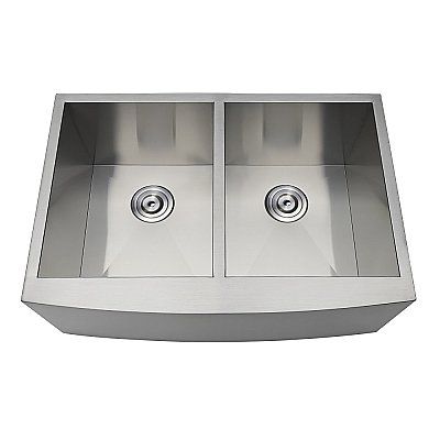 Gourmetier Undermount Stainless Steel Double Farmhouse Kitchen Sink - Brushed Stainless Steel
