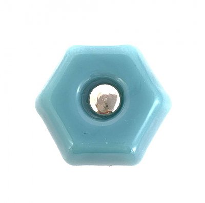 Milk Blue 1-1/2" Glass Hexagonal Knob, Front Mounted
