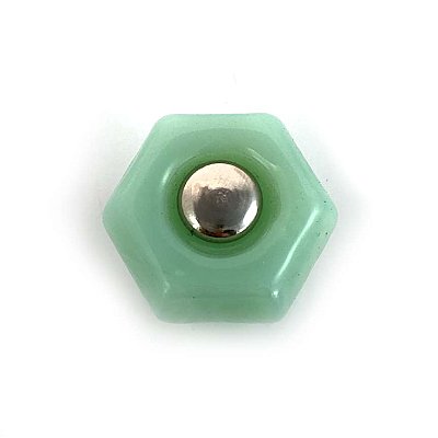 Milk Green 1" Glass Hexagonal Knob, Front Mounted