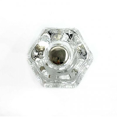 Clear Glass Hexagonal Knob, 1-1/4", Front Mounted