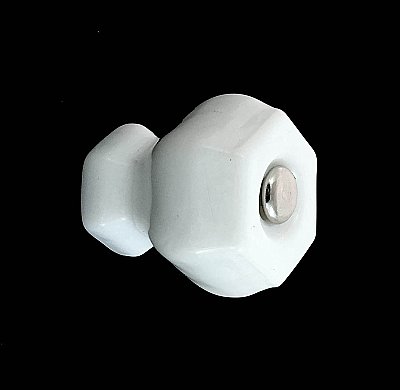 Bright White 1" Glass Hexagonal Knob, Front Mounted