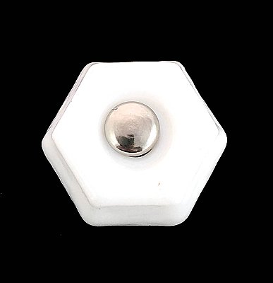 Bright White 1" Glass Hexagonal Knob, Front Mounted