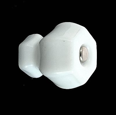 Bright White 1-1/4" Glass Hexagonal Knob, Front Mounted