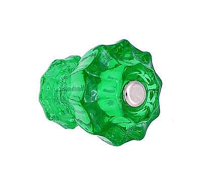 Forest Green Fluted Glass Knob - 1" Diameter - Small