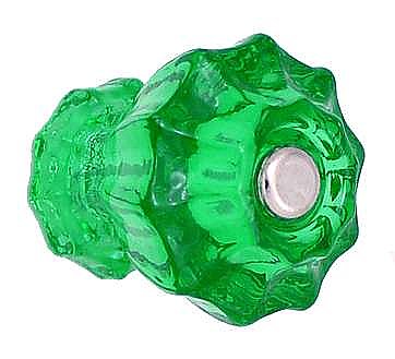 Forest Green Fluted Glass Knob - 1-1/2" Diameter - Large