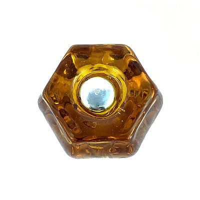Amber 1-1/4" Glass Hexagonal Knob, Front Mounted