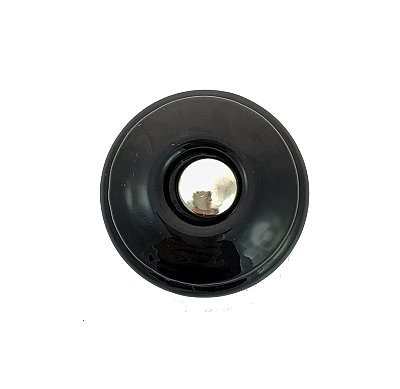 Black Ribbed Round Glass Knob - 1-1/8" - Front Mounted