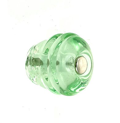 Depression Green Ribbed Round Glass Knob - 1-1/8" - Front Mounted