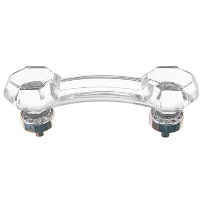Clear Glass Old Town Style Cabinet Pull 3" on Center- Polished Nickel