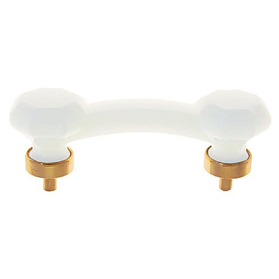 Opal Glass Old Town Style Cabinet Pull 3" on Center- Polished Brass