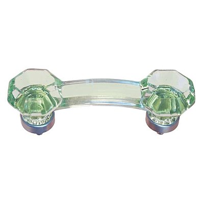 Depression Green Glass Old Town Style Cabinet Pull 3" on Center - Brushed Nickel