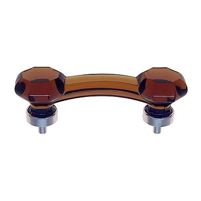 Amber Glass Old Town Style Cabinet Pull 3" on Center - Brushed Nickel