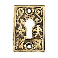 Ivy Leaf Keyhole Cover, Antique Brass