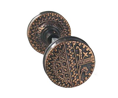 Sargent 1875 Doorknob, Pair, Antique Copper