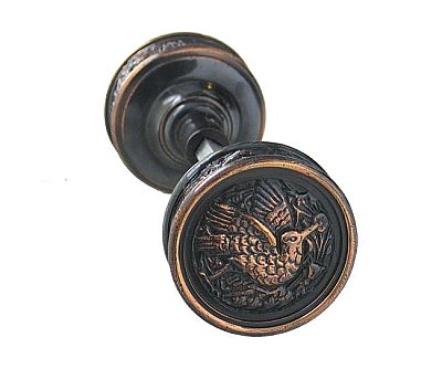 Hummingbird Doorknob, Pair, Antique Copper