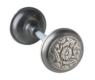 Daisy Doorknob, Pair, Antique Nickel