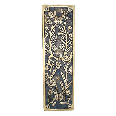 Daisy Pushplate, Antique Brass