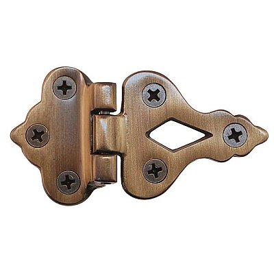 Antique Brass Icebox Hinge - Offset