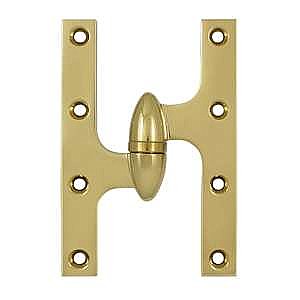 Solid Brass Olive Knuckle Hinge - 6" x 4" - LEFT