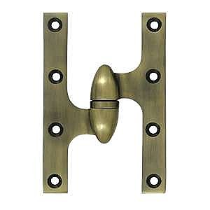 Solid Brass Olive Knuckle Hinge - 6" x 4" - LEFT
