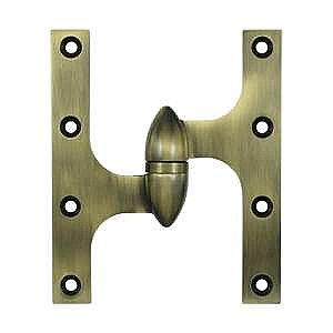 Solid Brass Olive Knuckle Hinge - 6" x 5" - LEFT