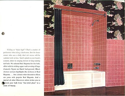 Antique "Miraplas Styron" "Red Magenta" Pink Plastic Outer Corner Chair Rail Tile - Sold Each
