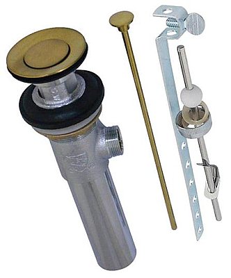Kingston Brass KB1001 Brass Pop-Up Drain with Overflow Hole, 22 Gauge - Brushed Brass
