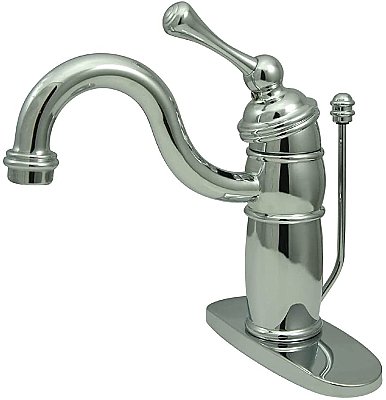 Victorian Single-Handle Monoblock Bathroom Faucet with Pop-Up Drain - Polished Chrome