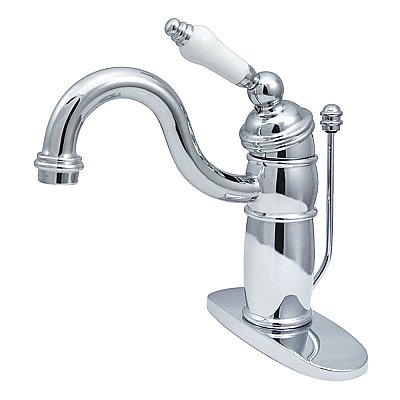 Kingston Brass KB1401PL Victorian Single-Handle Bathroom Faucet with Pop-Up Drain, Polished Chrome
