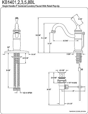 Victorian Single-Handle Monoblock Bathroom Faucet with Pop-Up Drain - Oil Rubbed Bronze