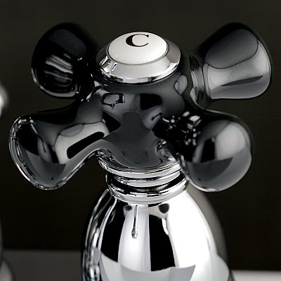 Kingston Chrome 4-Inch Centerset Lavatory Faucet - Porcelain Cross Handles - Polished Chrome