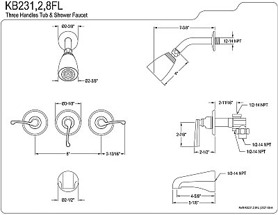 Royal Three-Handle Tub and Shower Faucet - Polished Chrome