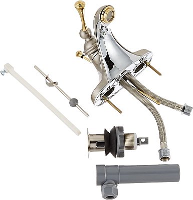 Kingston Brass 4 in. Centerset Bathroom Faucet - Brushed Nickel / Polished Brass