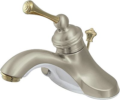 Kingston Brass 4 in. Centerset Bathroom Faucet - Brushed Nickel / Polished Brass