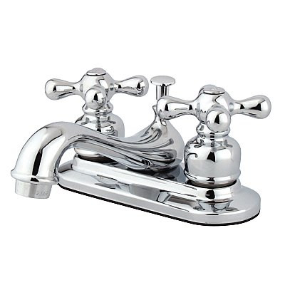 Restoration 4" Centerset Faucet w/ Metal Cross Handles - Polished Chrome