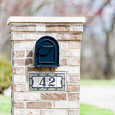 Sevillano Flora Address Number Zero 2-1/8" x 4-3/8" Ceramic Wall Tile - Sold by the individual piece