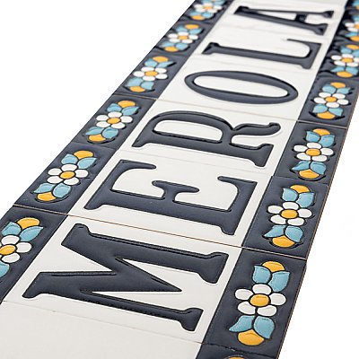 Sevillano Flora Address Number 6 2-1/8" x 4-3/8" Ceramic Wall Tile - Sold by the individual piece