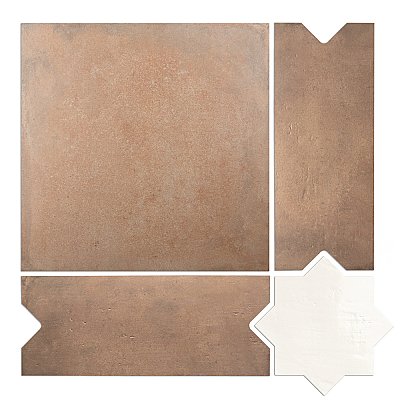 Argile Bordeaux Ferrara with Losanga and Bianco Star 24-5/8 in. x 24-5/8 in. Porcelain Floor and Wall Tile - 4 Tiles Per Case - 4.34 Square Feet