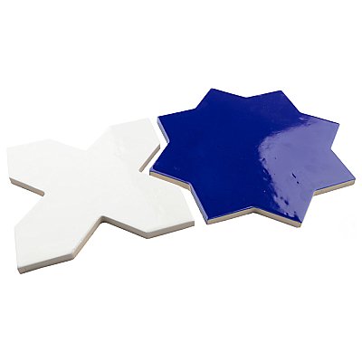 Argile Star Blu w/Bianco Cross 7" x 14" Porcelain Floor and Wall Tile - 2 Tiles Per Case - .72 Square Feet