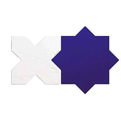 Argile Star Blu w/Bianco Cross 7" x 14" Porcelain Floor and Wall Tile - 2 Tiles Per Case - .72 Square Feet