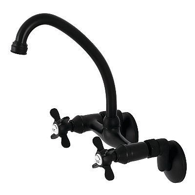 Essex Two Handle Wall Mount Kitchen Faucet -  Matte Black