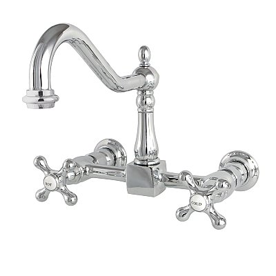 Heritage Wall Mount Bridge Kitchen Faucet -  Polished Chrome