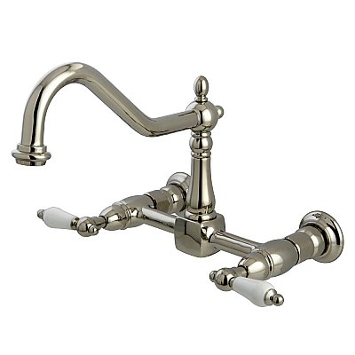 Heritage Wall Mount Bridge Kitchen Faucet -  Polished Nickel