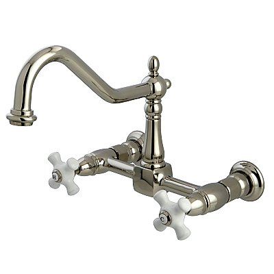 Heritage Wall Mount Bridge Kitchen Faucet -  Polished Nickel