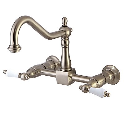 Heritage Wall Mount Bridge Kitchen Faucet -  Brushed Nickel