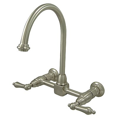 Restoration Wall Mount Bridge Kitchen Faucet -  Brushed Nickel
