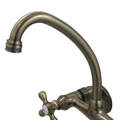 Kingston Two Handle Wall Mount Kitchen Faucet -  Antique Brass