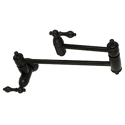 Restoration Wall Mount Pot Filler Kitchen Faucet -  Matte Black